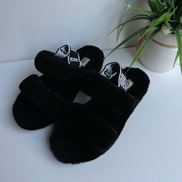 UGG🔴Oh Yeah Black Slippers women’s 9 New - Picture 9 of 10